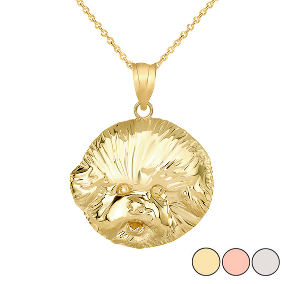 Bichon Frise Dog Head Pendant Necklace in Gold (Yellow/ Rose/White)