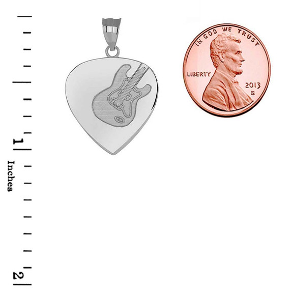925 Sterling Silver Guitar Pick Pendant Necklace | Factory Direct