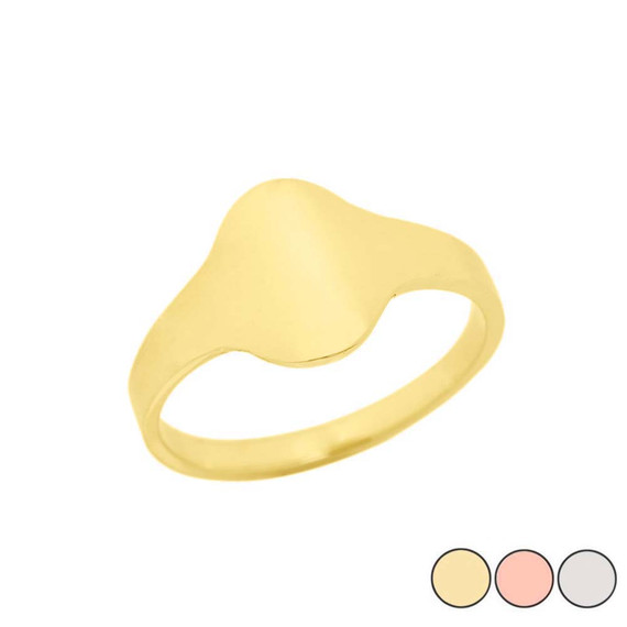 Flat Oval Top Signet Ring In Gold (Yellow/Rose/White) (Medium)