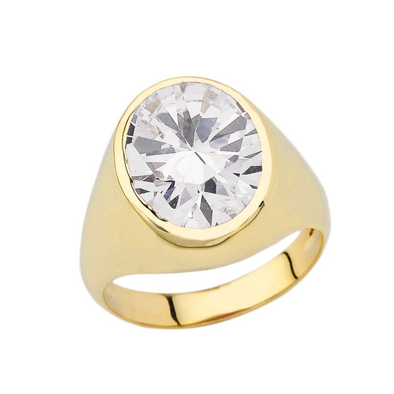 Yellow Gold Custom 10ct Clear Cubic Zirconia Birthstone Ring