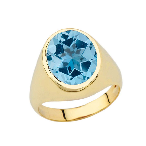 Yellow Gold Custom 10ct Blue Topaz Birthstone Ring