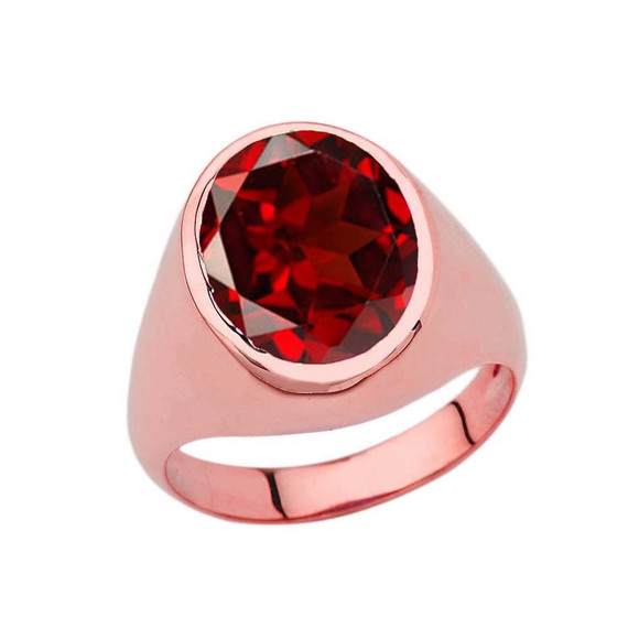 Rose Gold Custom 10ct Garnet Birthstone Ring