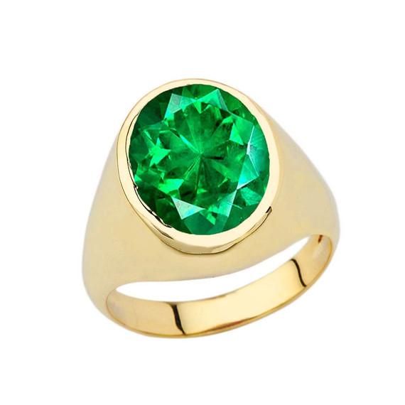 Men's Fancy Statement Ring With 10ct Personalized (LC) Birthstone In Yellow Gold 14K