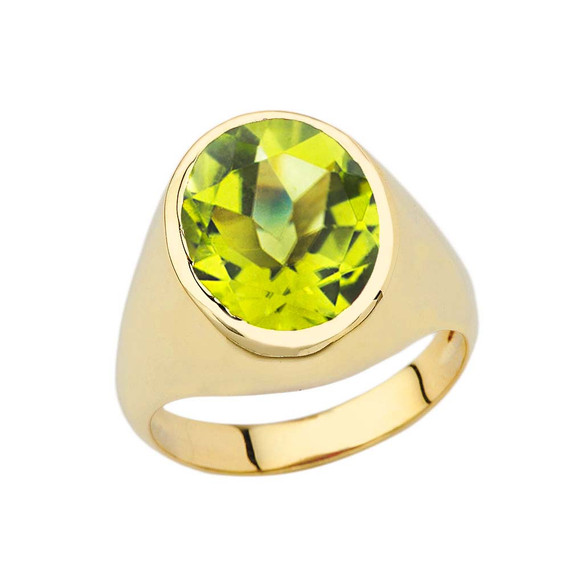 Men's Fancy Statement Ring With 10ct Personalized (LC) Birthstone In Yellow Gold 14K