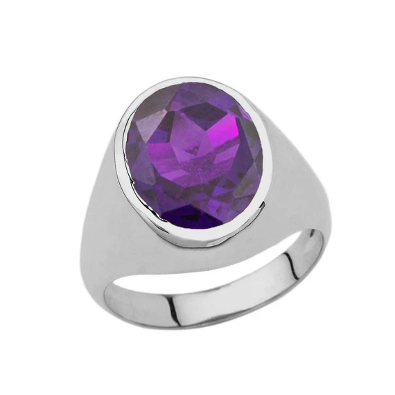 Silver Custom 10ct Amethyst Birthstone Ring