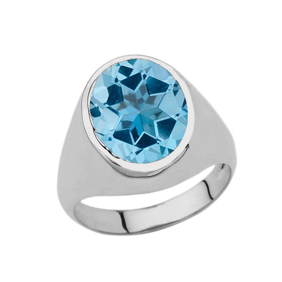 Men's Fancy Statement Ring With 10ct Personalized (LC) Birthstone In Sterling Silver