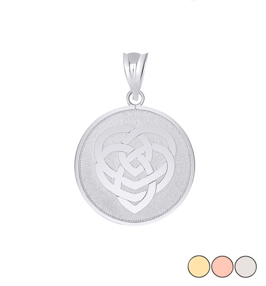 Celtic Knot Motherhood Disc Pendant Necklace in Gold (Yellow/ Rose/White)