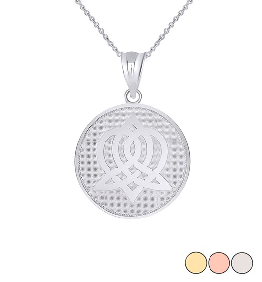 Celtic Knot Sisterhood Disc Pendant Necklace in Gold (Yellow/ Rose/White)
