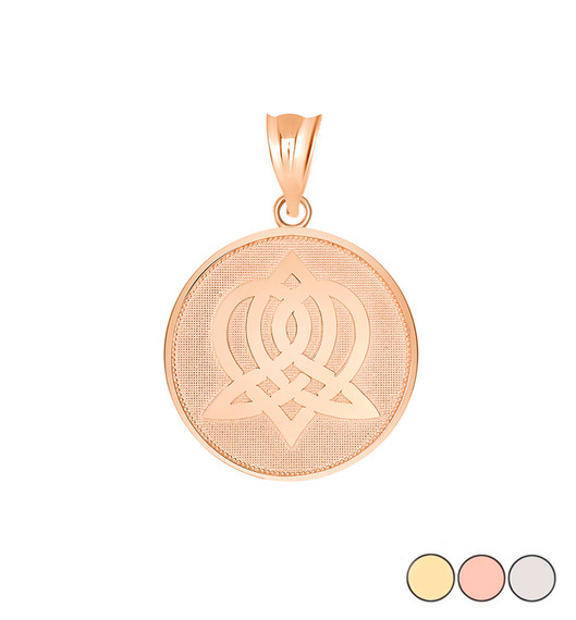 Celtic Knot Sisterhood Disc Pendant Necklace in Gold (Yellow/ Rose/White)
