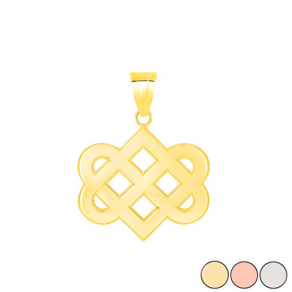 Celtic Love Knot Pendant Necklace in Gold (Yellow/ Rose/White)