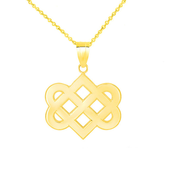 Celtic Love Knot Pendant Necklace in Gold (Yellow/ Rose/White)