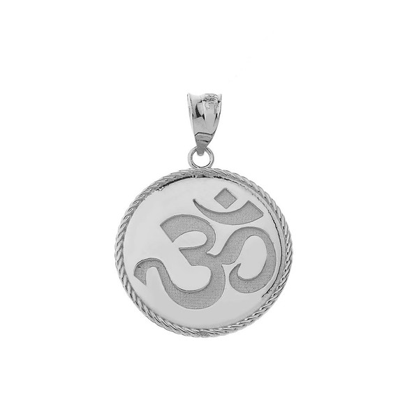 Ohm Symbol Disc Pendant Necklace in Gold (Yellow/ Rose/White)