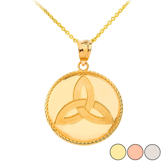 Celtic Trinity Knot Pendant Necklace in Gold (Yellow/ Rose/White)