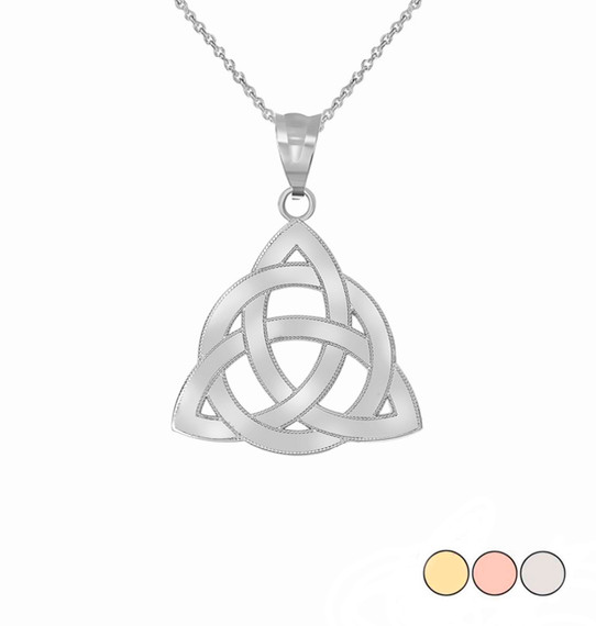 Celtic Knot Triquetra Pendant Necklace in Gold (Yellow/ Rose/White)
