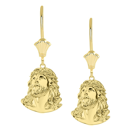 Jesus Christ Head Leverback Earrings(Available in Yellow/Rose/White Gold)