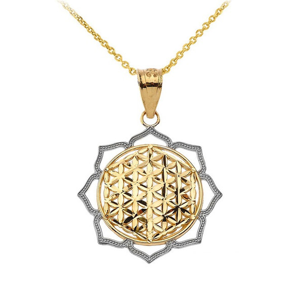 Flower of Life Pendant Necklace in Gold (Yellow/ Rose/White)