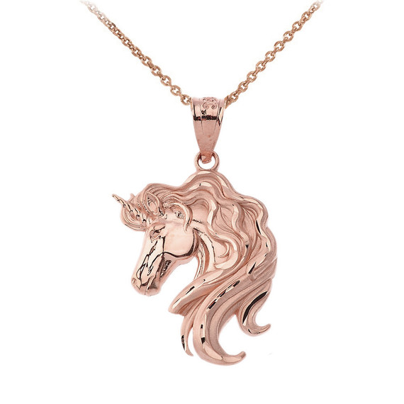 Mythical Unicorn Pendant Necklace in Gold (Yellow/ Rose/White)