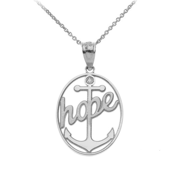 Hope Anchor Diamond Pendant Necklace in Gold (Yellow/ Rose/White)