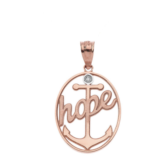 Hope Anchor Diamond Pendant Necklace in Gold (Yellow/ Rose/White)