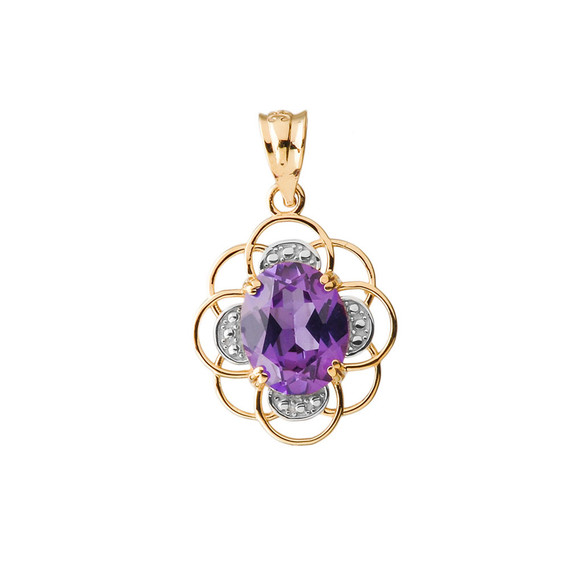 Amethyst Flower of Life Pendant Necklace in Gold (Yellow/Rose/White Gold)