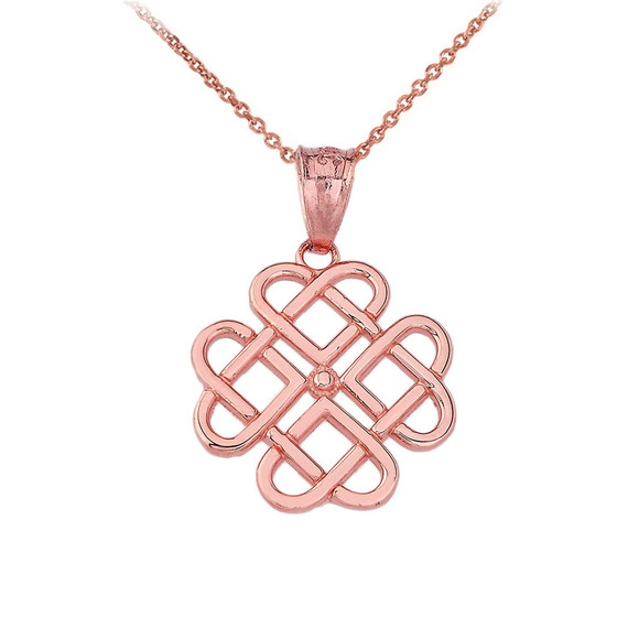 Woven Celtic Hearts Pendant Necklace in Gold (Yellow/ Rose/White)