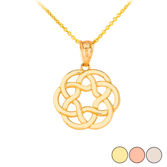 Celtic Knot Flower Pendant Necklace in Gold (Yellow/ Rose/White)