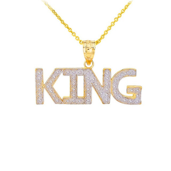 King  Hip Hop Textured Pendant Necklace in  Gold (Yellow/Rose/White)