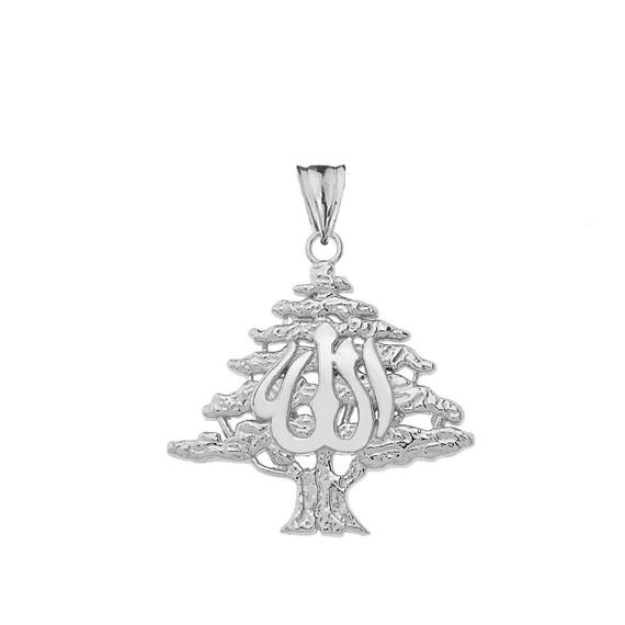 Lebanese Cedar Tree With (ALLAH)Pendant Necklace In Gold (Yellow/Rose/White)