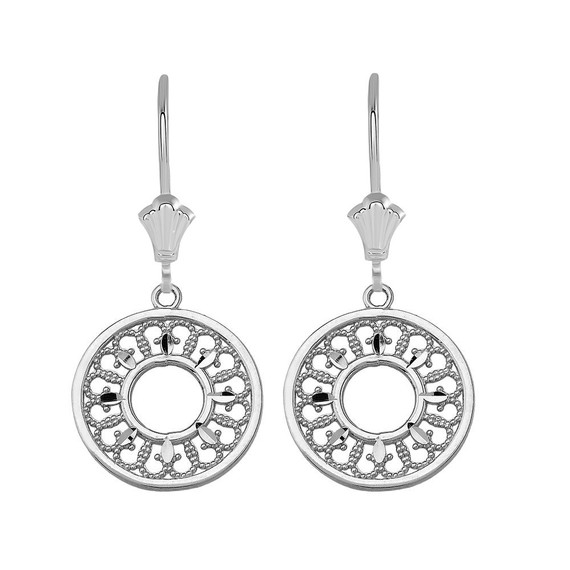 Filigree Concentric Circle Leverback Earrings in Sterling Silver