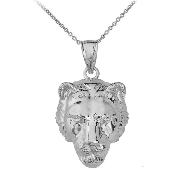 Mighty Lion's Head Pendant Necklace in Solid Gold (Yellow/Rose/White)