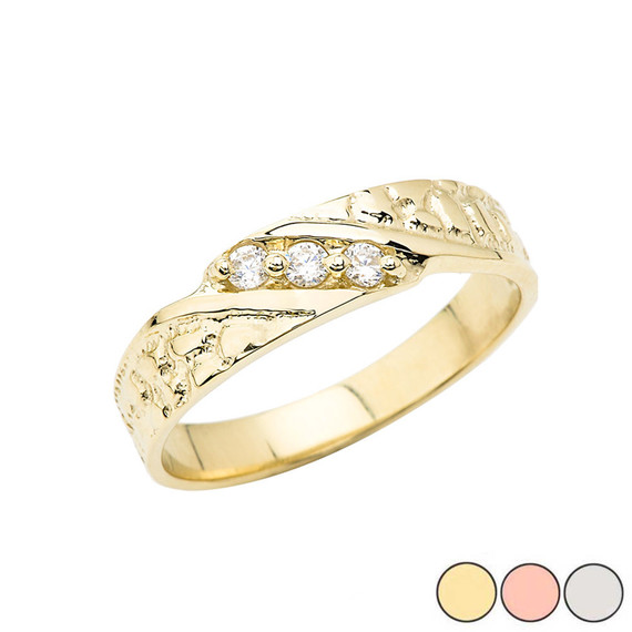 Nugget Wedding Band Ring In Gold (Yellow/Rose/White)