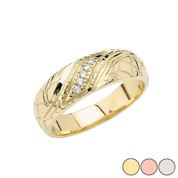 Men's Nugget Wedding Band Ring In Gold (Yellow/Rose /White)