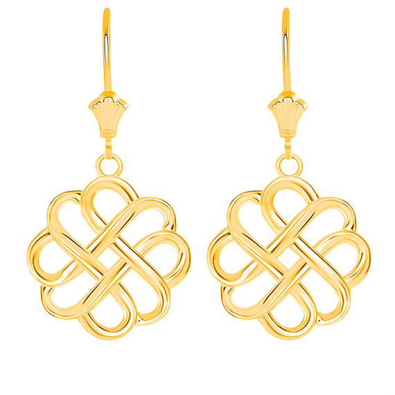 Intricate Celtic Knot Leverback Earrings (Available in Yellow/Rose/White)