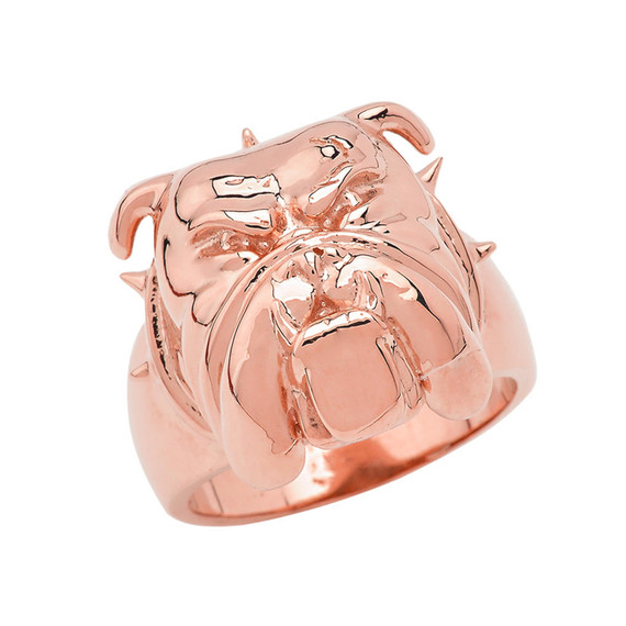 Angry Bulldog Face Ring in Gold (Yellow/Rose/White)