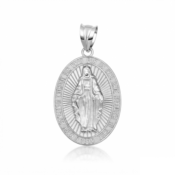 Silver Virgin Mary Necklace - Miraculous Medal
