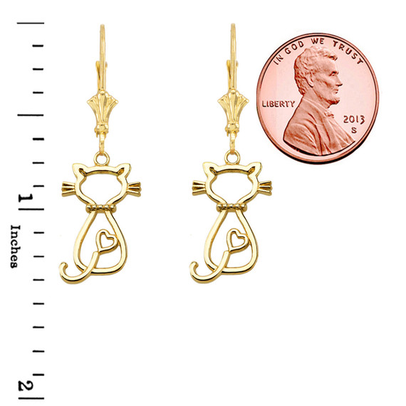Openwork Backwards Cat Leverback Earring (Available in Yellow /Rose /White Gold)