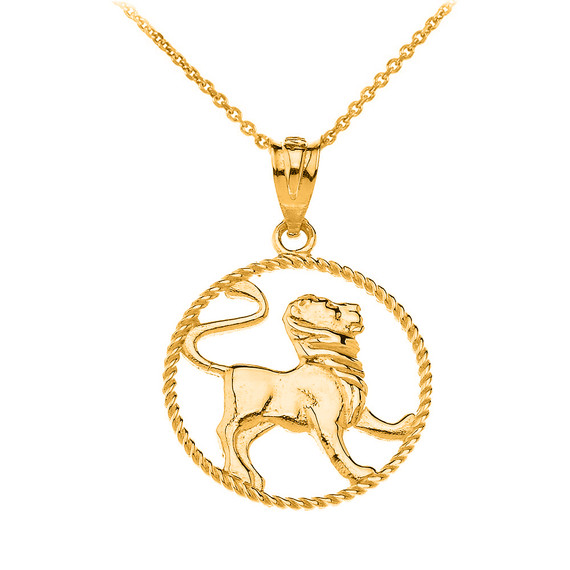 12 Astrological Zodiac Signs Rope Pendant Necklace in Solid Gold (Available in Yellow/Rose/White Gold)