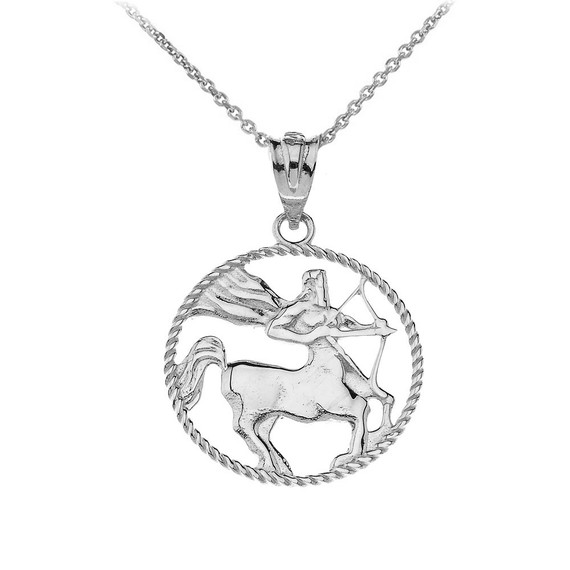 12 Astrological Zodiac Signs Rope Pendant Necklace in .925 Sterling Silver