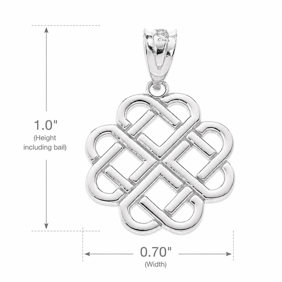Solid Gold Interlocking Hearts Celtic Love Knot Pendant Necklace(Available in Yellow/Rose/White Gold)