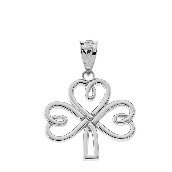 Celtic Irish Shamrock Pendant Necklace in Solid Gold (Yellow/Rose/White)