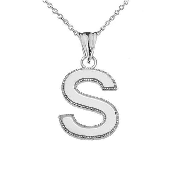 .925 Sterling Silver Personalized Milgrain Letter "A-Z" Initial Pendant Necklace