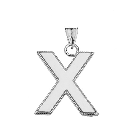 .925 Sterling Silver Personalized Milgrain Letter "A-Z" Initial Pendant Necklace