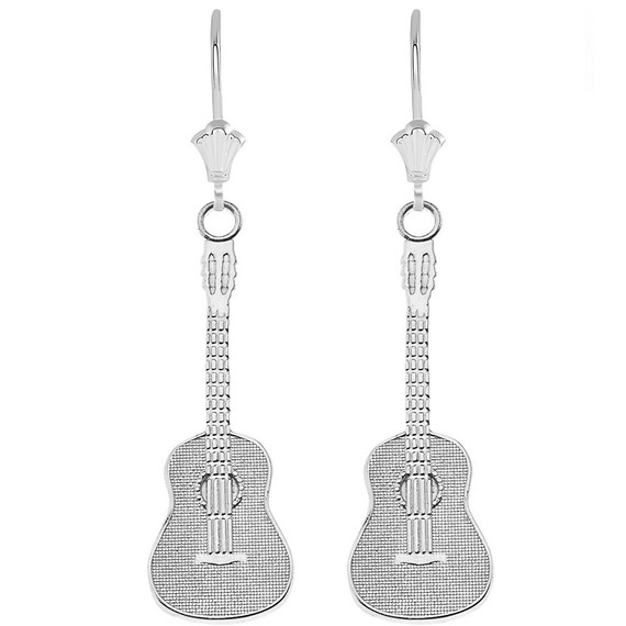 Musical Acoustic Band Guitar Leverback Earrings (Available in Yellow/Rose/White Gold)