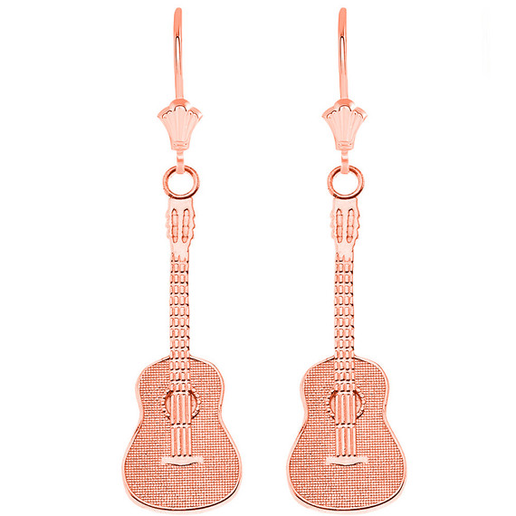 Musical Acoustic Band Guitar Leverback Earrings (Available in Yellow/Rose/White Gold)