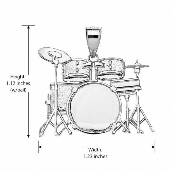Rock Band Drum Set Pendant Necklace in Sterling Silver