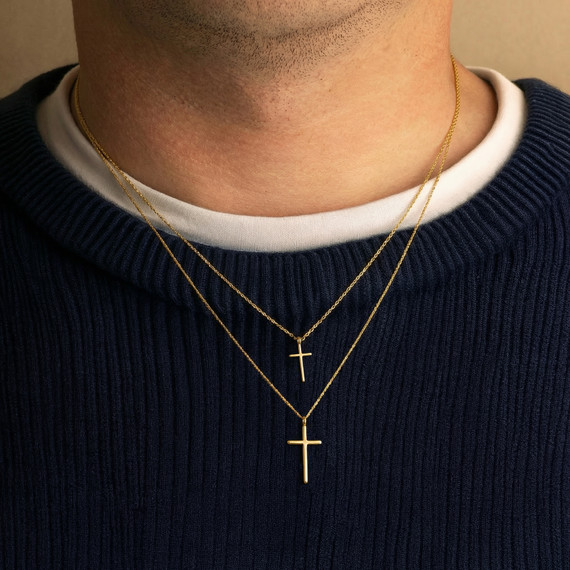 Gold Dainty Cross Necklace S/L (Available in Yellow Gold, Rose Gold, White Gold)