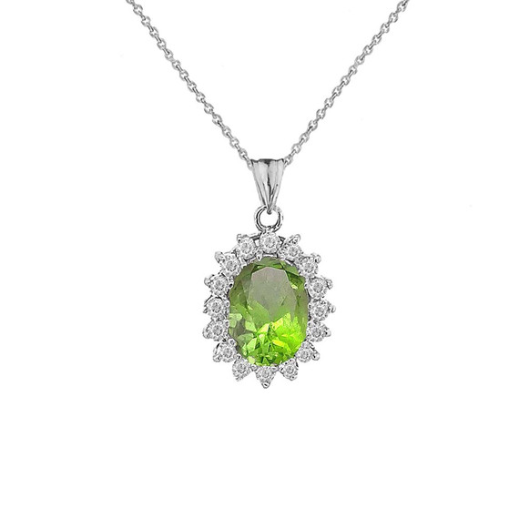 Genuine Peridot Fancy Pendant Necklace in Gold (Yellow/Rose/White)