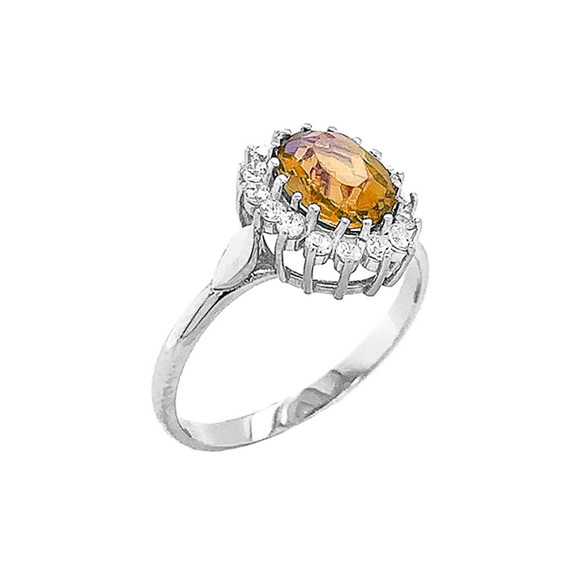 Genuine Citrine Fancy Engagement/Wedding Solitaire Ring in Sterling Silver