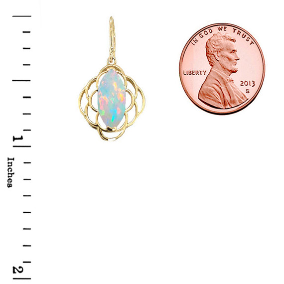 Simulated Opal Open Work Earring In Gold (Yellow/Rose/White)