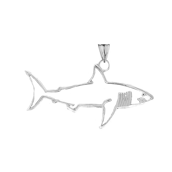 Shark Cut Out Pendant Necklace In Sterling Silver